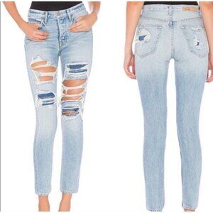 NEW GRLFRND x Revolve Karolina High-Rise E Street Distressed Skinny Jeans 27